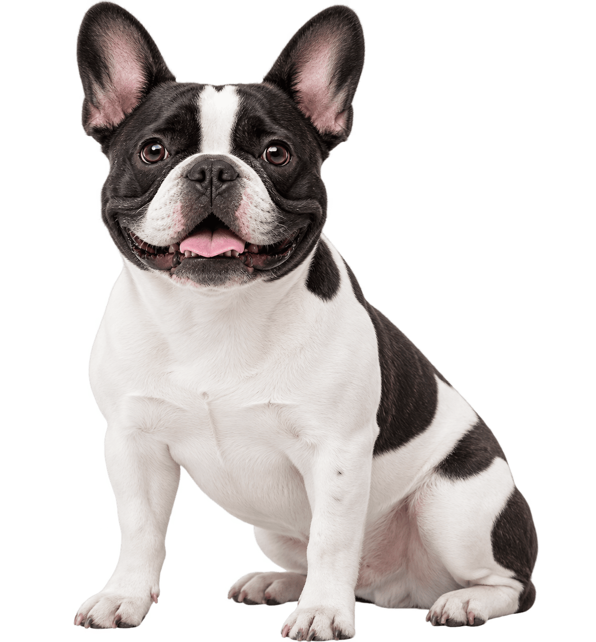 Bulldog frances asomandose en la tarjeta Compara