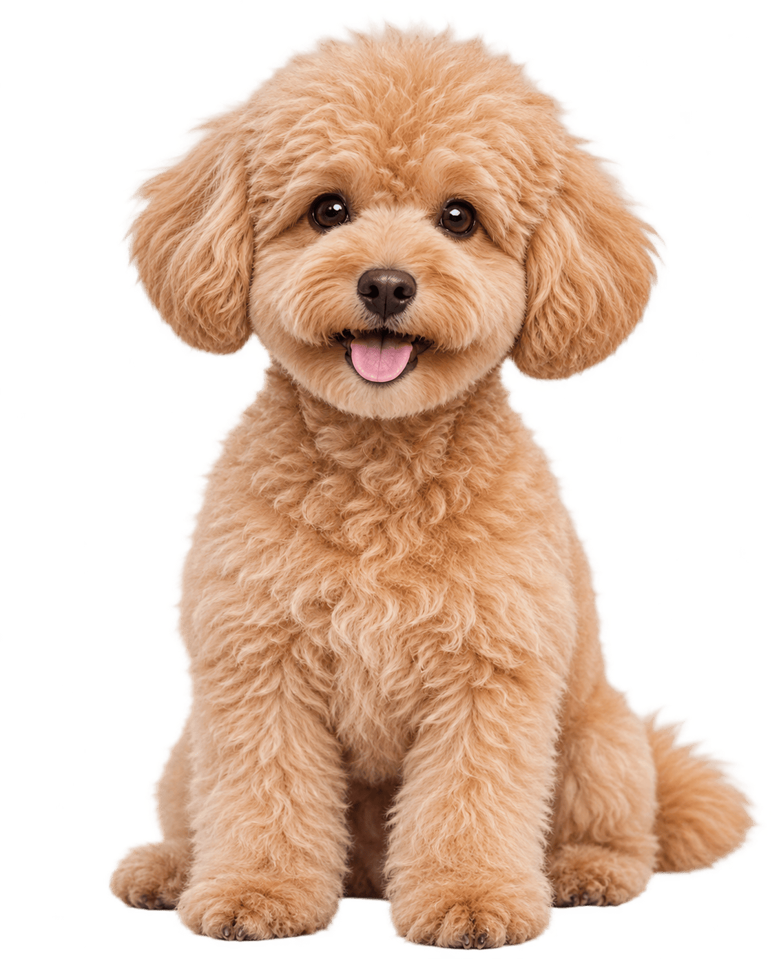 Poodle color apricot asomandose en la tarjeta Reserva
